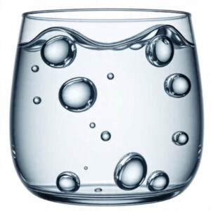vaso de agua purificada con un filtro de agua para grifo